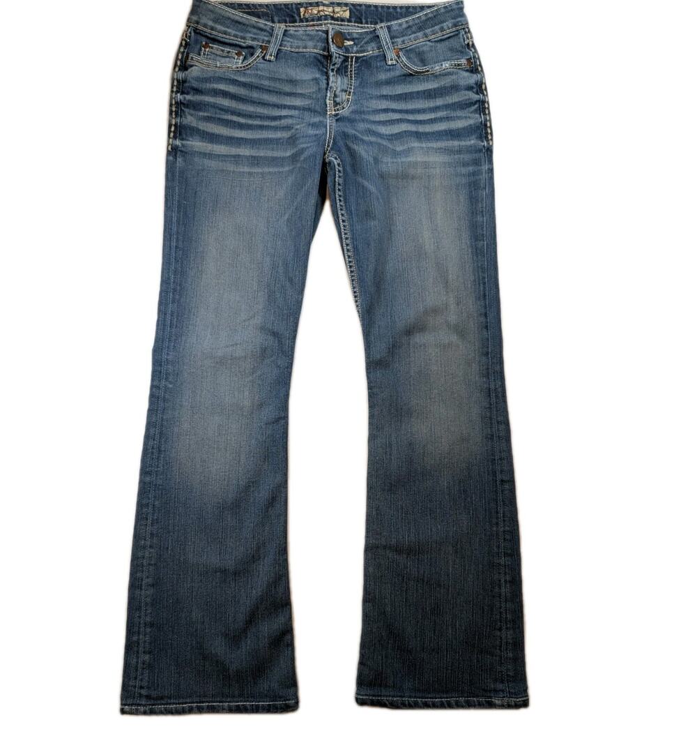 BKE Madison Bootcut Jeans Women's 30x33.5 Medium Wash Stretch Buckle Denim